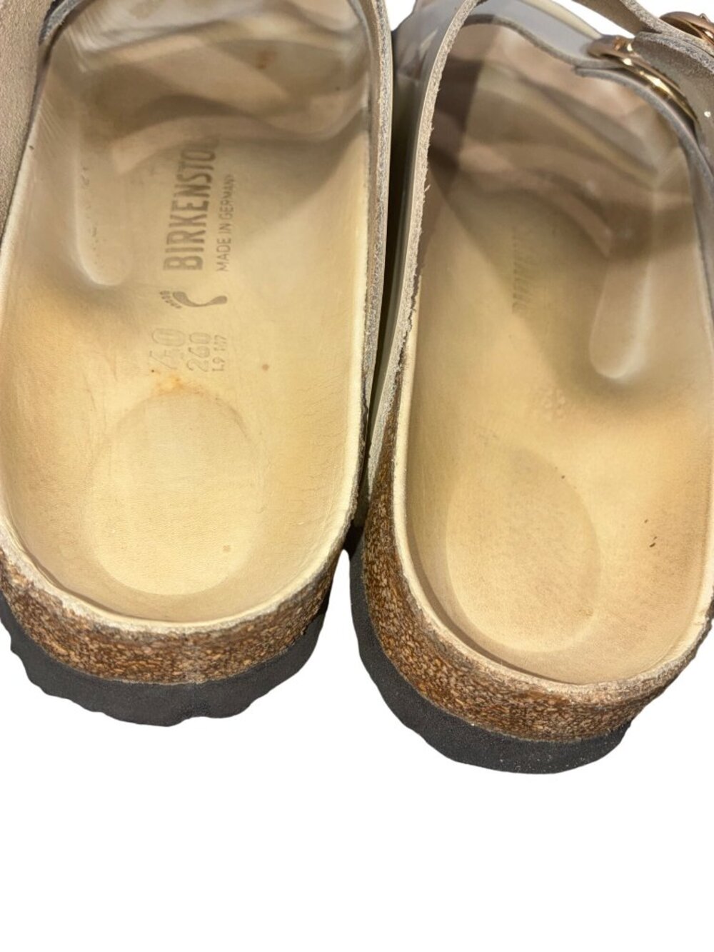 Birkenstock Arizona Big Buckle Two strap Sandals High Shine Ecru Size EU 40 - Picture 10 of 14